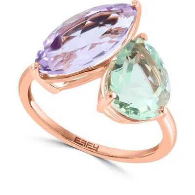 Effy 14k Rose Gold Pink & Green Amethyst Bypass Ring