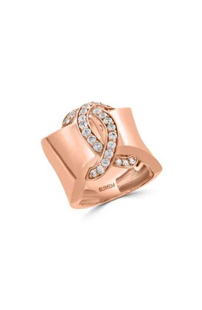 Effy 14k Rose Gold Plated Sterling Silver White Sapphire Ribbon Band Ring In Pink