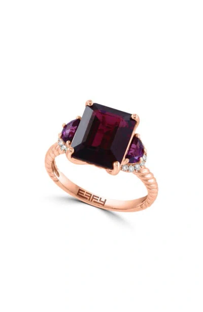 Effy 14k Rose Gold Rhodolite & Diamond Ring In Brown