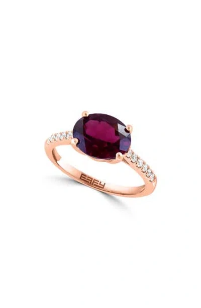 Effy 14k Rose Gold Rhodolite & Diamond Ring In Red