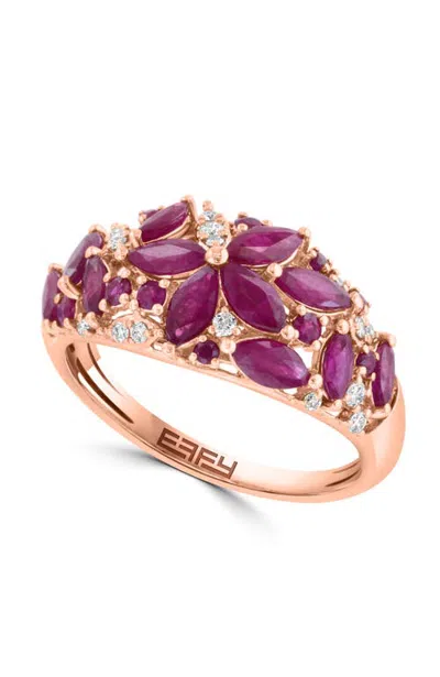 Effy 14k Rose Gold Rose Garden Ruby Ring In Multi