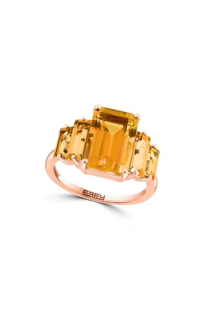 Effy 14k Rose Gold Semiprecious 5-stone Ring In Orange