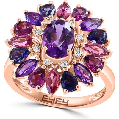 Effy 14k Rose Gold Semiprecious Stone & Diamond Flower Ring In Rose Gold/multi