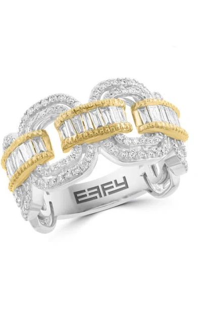 Effy 14k Two-tone Gold Diamond Link Ring In Silver