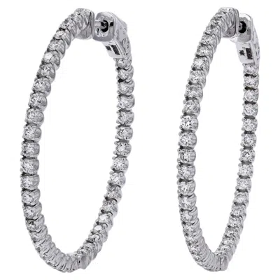 Pre-owned Effy 14k Wg  Diamond Inside-out Hoops In Multiple