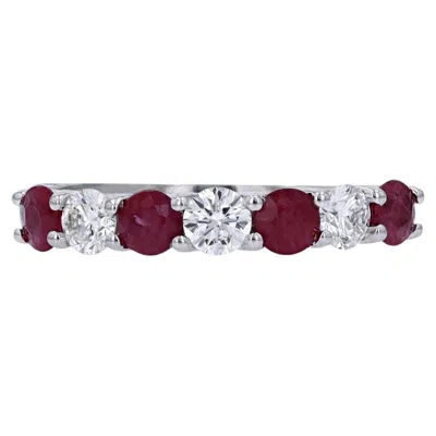 Pre-owned Effy 14k Wg  Ruby & Diamond Band In Multiple
