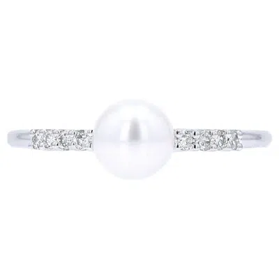 Pre-owned Effy 14k Wg Pearl Solitaire  Ring In Multiple