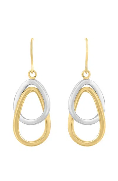 Effy 14k White & Yellow Gold Harmony Two-tone Drop Earrings In Metallic Gold