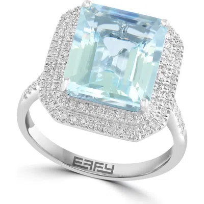Effy 14k White Gold Aquamarine Horizon Ring In Blue