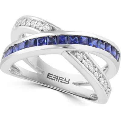 Effy 14k White Gold Celestial Sapphire Crossing Ring In Gray