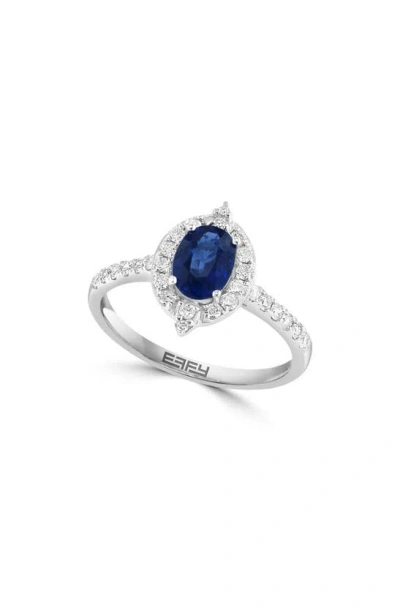 Effy 14k White Gold Diamond & Sapphire Ring In Blue