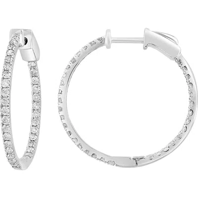 Effy 14k White Gold Diamond Hoop Earrings In Red