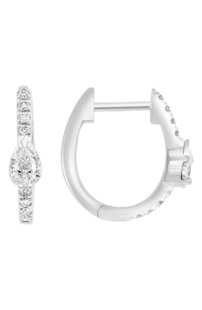Effy 14k White Gold Diamond Huggie Hoop Earrings