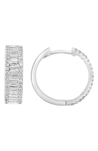 Effy 14k White Gold Diamond Huggie Hoop Earrings