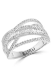 Effy 14k White Gold Diamond Openwork Crossover Ring In Metallic