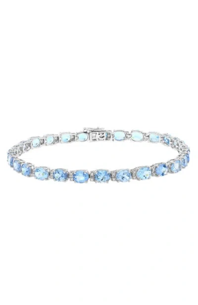 Effy 14k White Gold Diamond Aquamarine Bracelet In Multi