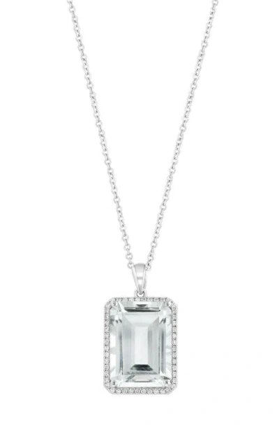 Effy 14k White Gold Diamond,white Topaz Pendant In Metallic