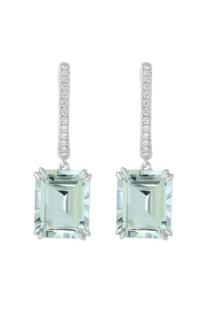 Effy 14k White Gold Emerald Cut White Topaz & Diamond Drop Earrings In Multi