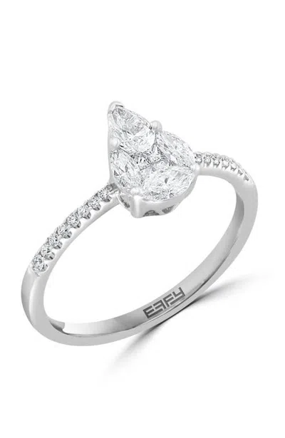 Effy 14k White Gold Eternal Teardrop Diamond Ring In Metallic Silver