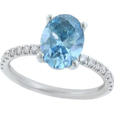 Effy 14k White Gold Lab Grown Diamond & Lab Grown Blue Diamond Oval Ring In Pink