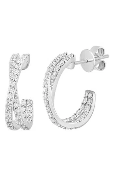 Effy 14k White Gold Lab Grown Diamond Inside Out Hoop Earrings