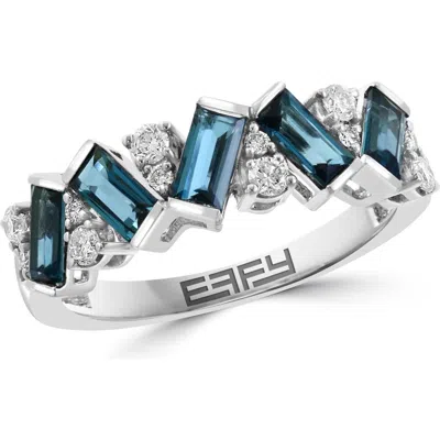 Effy 14k White Gold London Blue Topaz & Diamond Ring