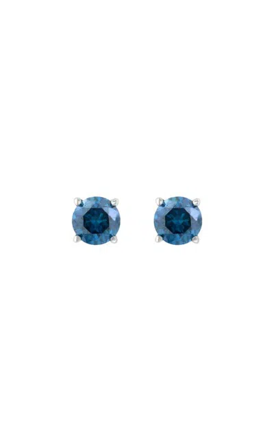 Effy 14k White Gold Midnight Spark Blue Diamond Stud Earrings