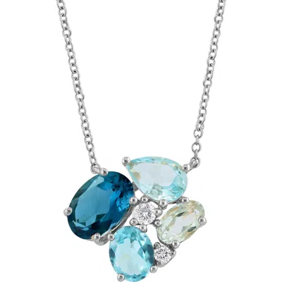 Effy 14k White Gold Ocean Harmony Multi-gemstone Pendant In Blue