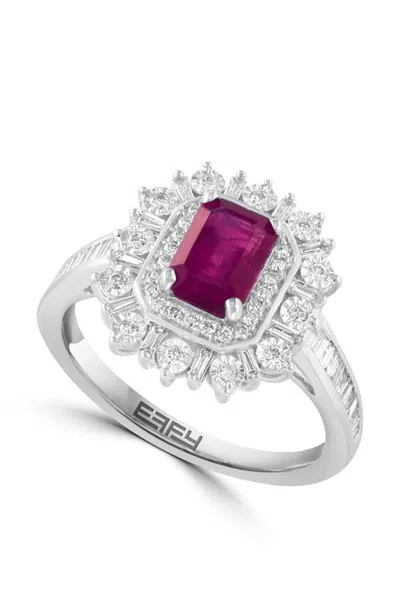 Effy 14k White Gold Ruby Majesty Diamond Ring In Red