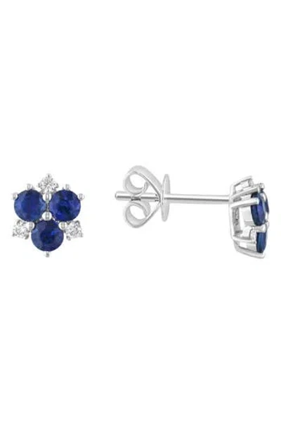 Effy 14k White Gold Sapphire & Diamond Cluster Stud Earrings In Blue