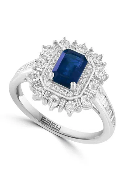 Effy 14k White Gold Sapphire Royale Diamond Ring In Blue