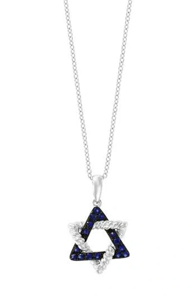 Effy 14k White Gold Sapphire Triangle Pendant Necklace In Metallic
