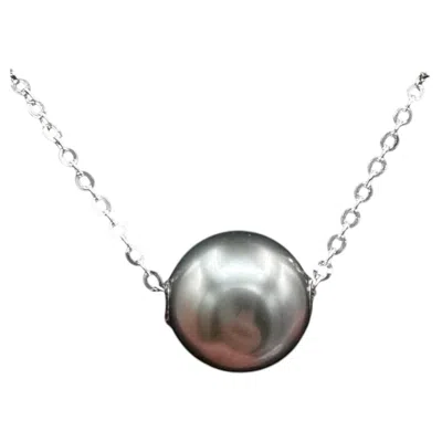 Pre-owned Effy 14k White Gold Tahitian Pearl Necklace 9mm 18” Nwt