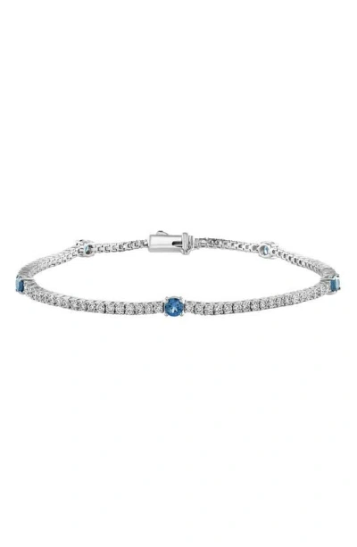 Effy 14k White Gold White & Blue Lab Created Diamond Tennis Bracelet In Metallic