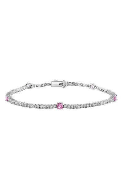 Effy 14k White Gold White & Pink Lab Created Diamond Tennis Bracelet