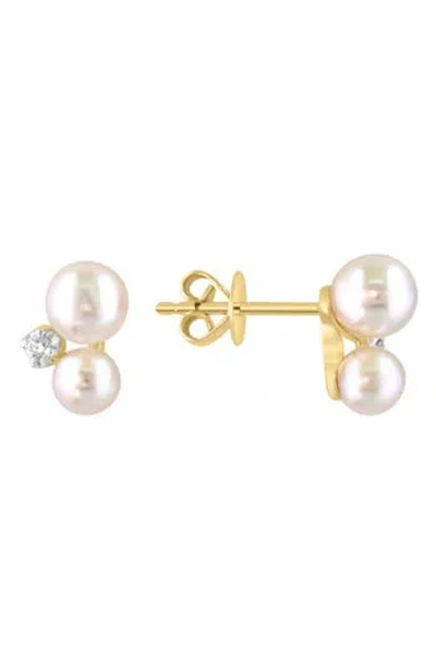 Effy 14k Yellow Gold 4–5mm Akoya Pearl & Diamond Stud Earrings In White