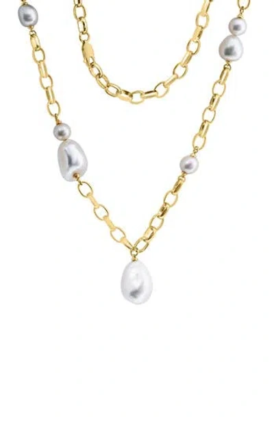 Effy 14k Yellow Gold 6–11mm Freshwater Pearl Station & Pendant Necklace