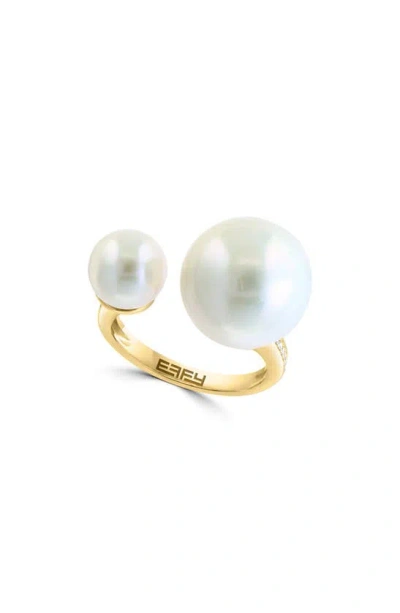 Effy 14k Yellow Gold 8–13mm Freshwater Pearl & Diamond Open Band Ring