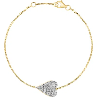 Effy 14k Yellow Gold & Diamond Heart Station Bracelet