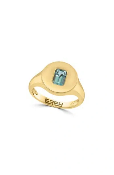 Effy 14k Yellow Gold Aquamarine Signet Ring