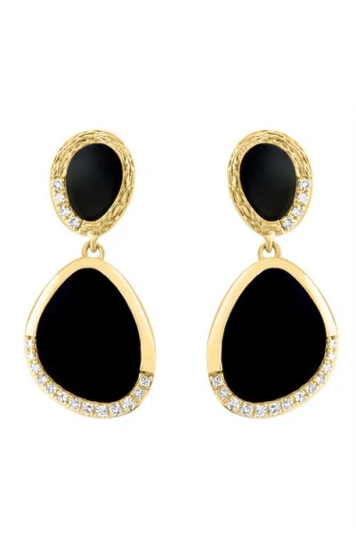 Effy 14k Yellow Gold Black Onyx Cabochon Drop Earrings In Multi