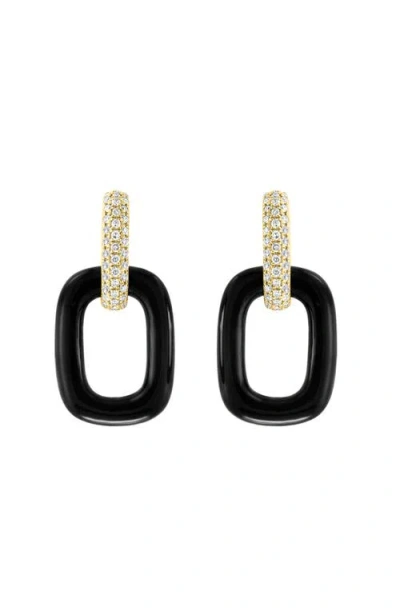 Effy 14k Yellow Gold Black Onyx Diamond Link Drop Earrings