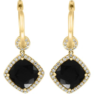 Effy 14k Yellow Gold Black Onyx Statement Diamond Huggie Earrings In Red