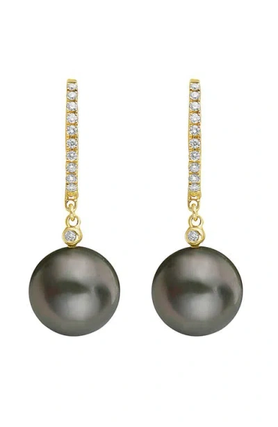 Effy 14k Yellow Gold ,black/tahitian Pearl Earrings