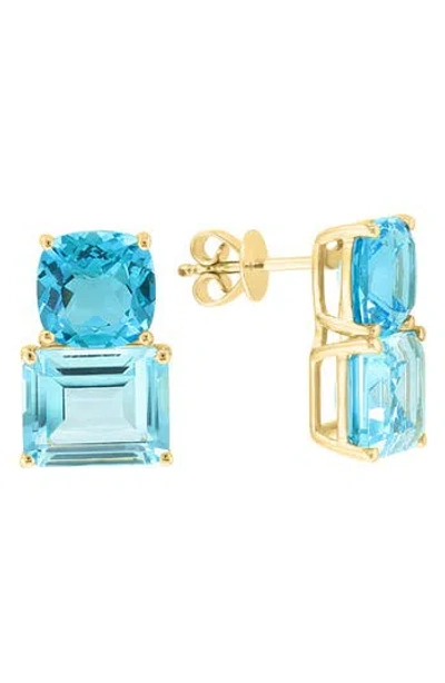 Effy 14k Yellow Gold Blue Topaz & Sky Blue Topaz Stud Earrings In Gold/blue