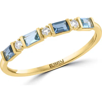 Effy 14k Yellow Gold Blue Topaz, London Blue Topaz & White Topaz Ring In Burgundy