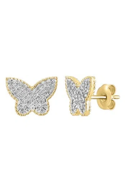 Effy 14k Yellow Gold Butterfly Diamond Stud Earrings
