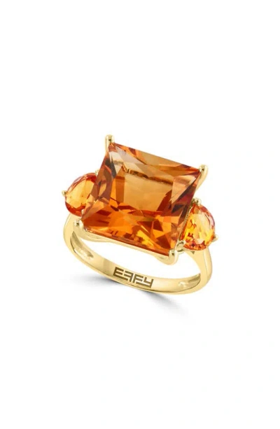 Effy 14k Yellow Gold Citrine 3-stone Ring In Orange