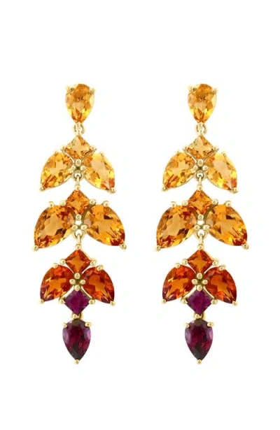 Effy 14k Yellow Gold ,citrine,madera Citrine,rhodolite Earrings In Multi