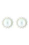 Effy 14k Yellow Gold Cultured Freshwater Pearl Halo Stud Earrings In White